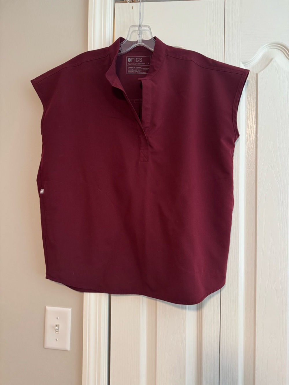 Figs Sleeveless Scrub Top and Bottom in Maroon